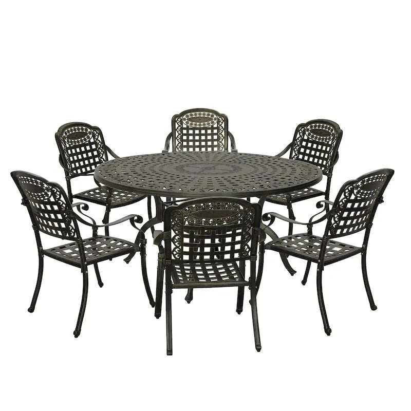 59  cast aluminum round dining set