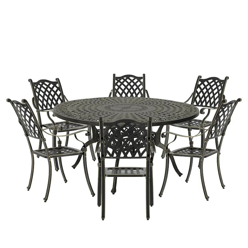 59  cast aluminum round dining set