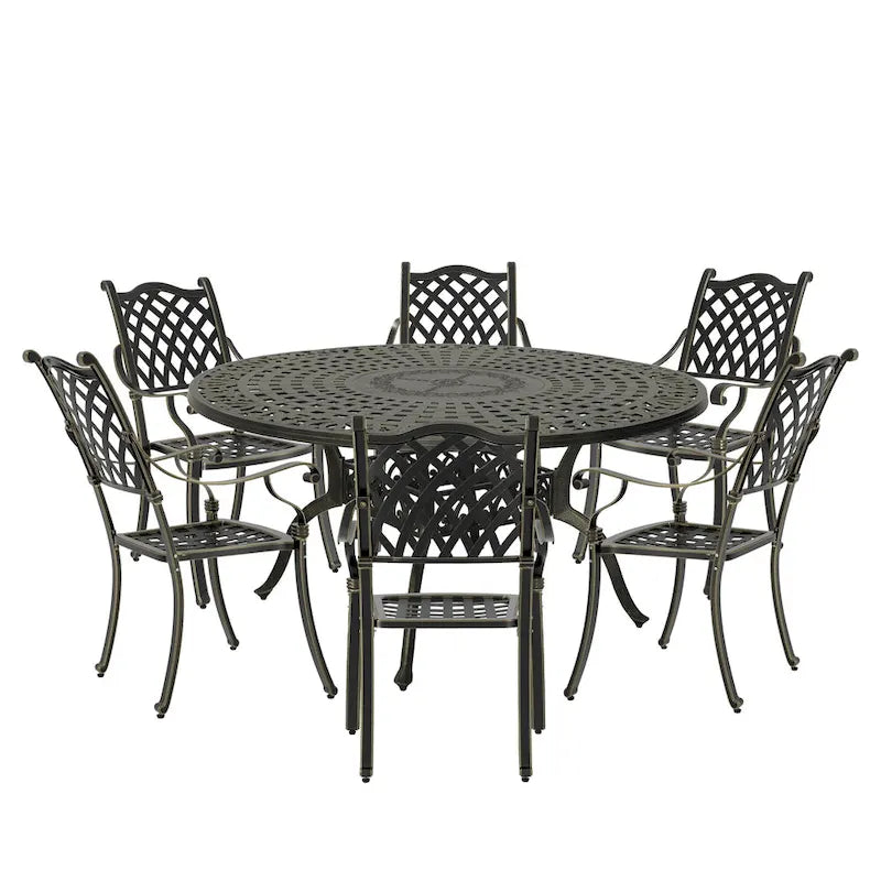 59  cast aluminum round dining set