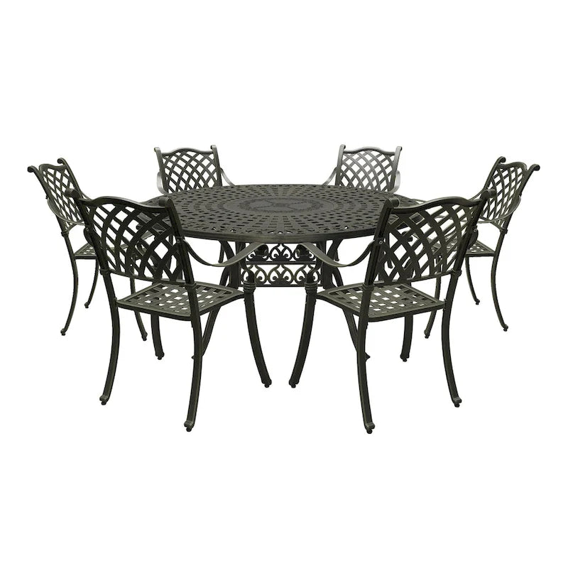 59  cast aluminum round dining set