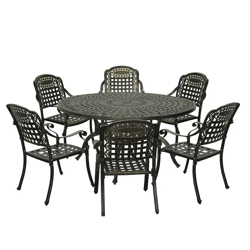 59  cast aluminum round dining set