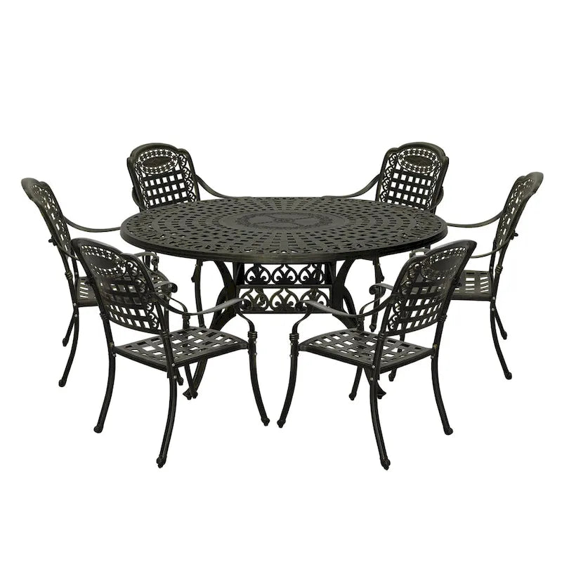 59  cast aluminum round dining set