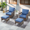 Gymojoy 3PCS Outdoor Swivel Gliders Chair Table with Ottoman - Brown