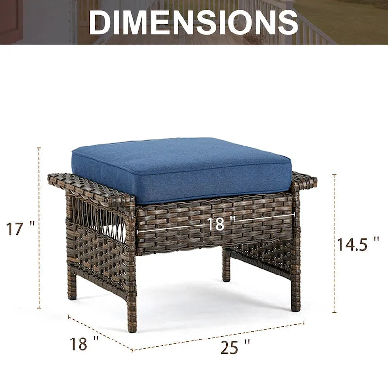Gymojoy 3PCS Outdoor Swivel Gliders Chair Table with Ottoman - Brown