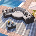 7-Piece Outdoor Wicker Sofa Set, Rattan Sofa Lounger, with Colorful Pillows, Conversation Sofa