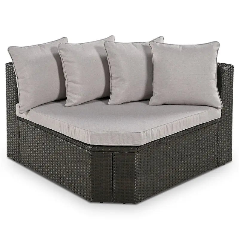 7-Piece Outdoor Wicker Sofa Set, Rattan Sofa Lounger, with Colorful Pillows, Conversation Sofa
