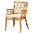 Bohemian Rattan Arm Chair with Cushion - Natural Light Honey for 1