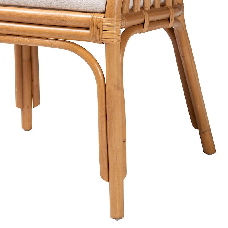 Bohemian Rattan Arm Chair with Cushion - Natural Light Honey for 1