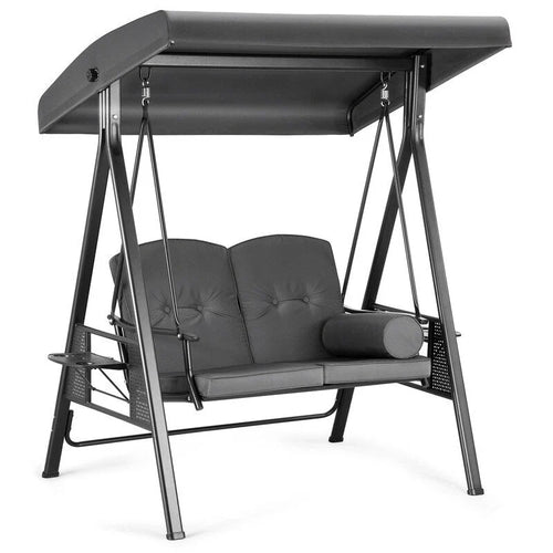 2-Person Metal Patio Swing with Canopy and Cushions - N/A