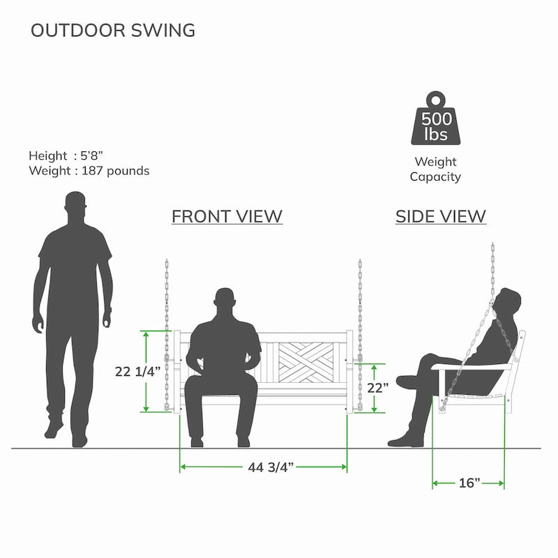 Cambridge Casual Isla Teak Wood Outdoor Porch Swing