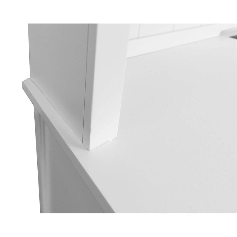 Modern Wood Hutch with Doors and Desk Storage - White