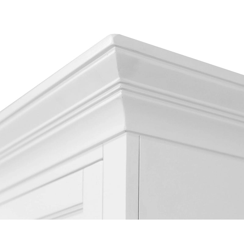 Modern Wood Hutch with Doors and Desk Storage - White