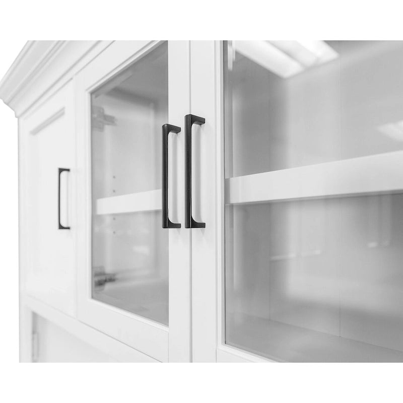 Modern Wood Hutch with Doors and Desk Storage - White