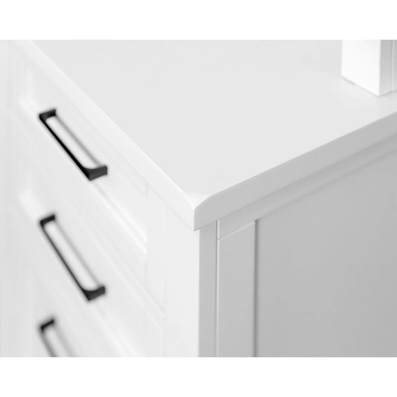 Modern Wood Hutch with Doors and Desk Storage - White