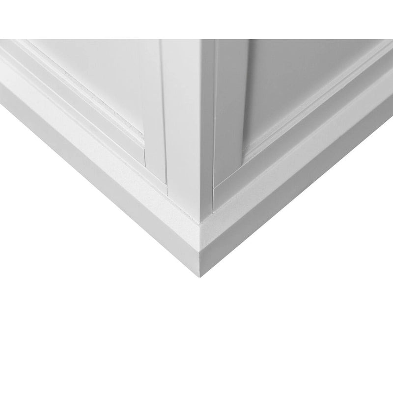 Modern Wood Hutch with Doors and Desk Storage - White