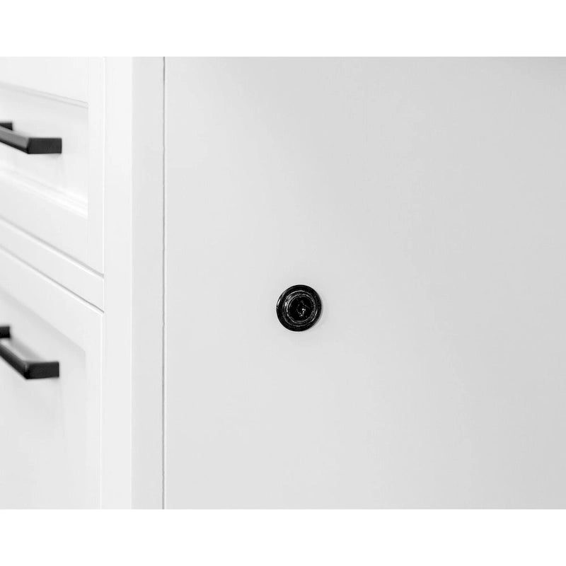 Modern Wood Hutch with Doors and Desk Storage - White