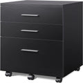 3-Drawer Mobile File Cabinet with Wheels - Black, White, Walnut