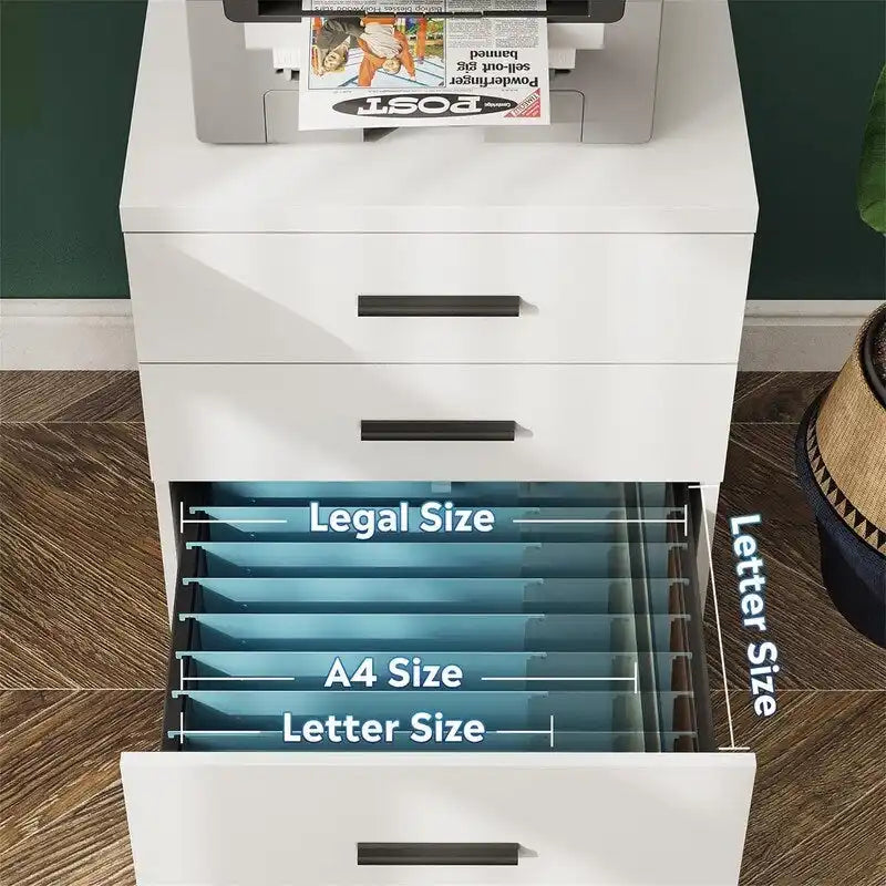 3-Drawer Mobile File Cabinet with Wheels - Black, White, Walnut