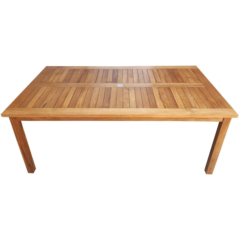 Chic Teak 7 Piece Teak Wood Antigua Patio Counter Height Bistro Set with 71  Rectangular Table and 6 Stools