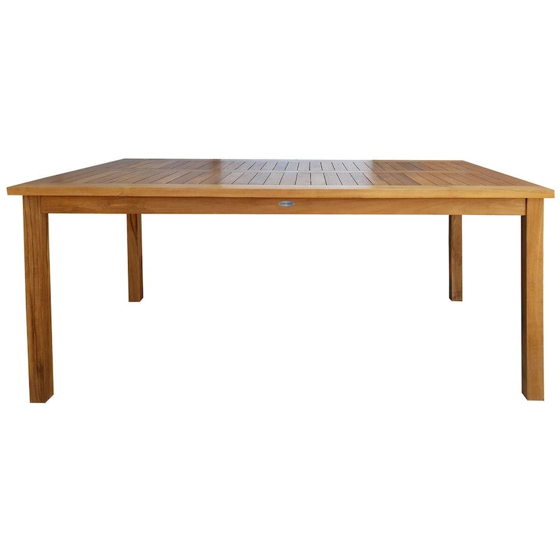 Chic Teak 7 Piece Teak Wood Antigua Patio Counter Height Bistro Set with 71  Rectangular Table and 6 Stools