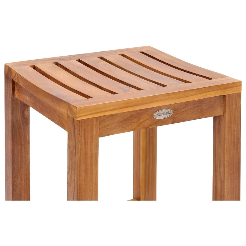Chic Teak 7 Piece Teak Wood Antigua Patio Counter Height Bistro Set with 71  Rectangular Table and 6 Stools