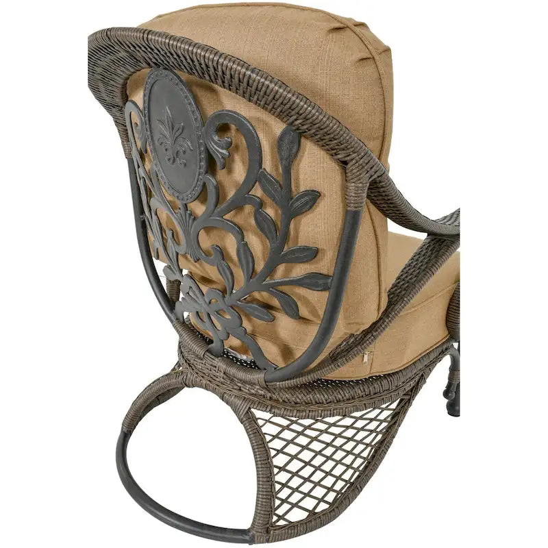 Grand Bonaire Weave Backyard Casual Conversation Fire Pit Chat Table Set - N/A
