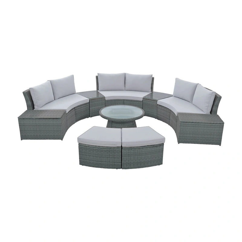 Light Gray 10-Piece Outdoor Sectional Patio Sofa Set