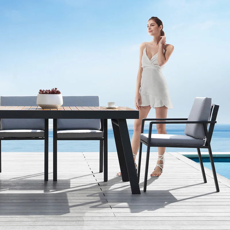 HIGOLD 3801 Nofi Patio Furniture, Outdoor Aluminum Patio Dining Chair with Cushion, Set of 2