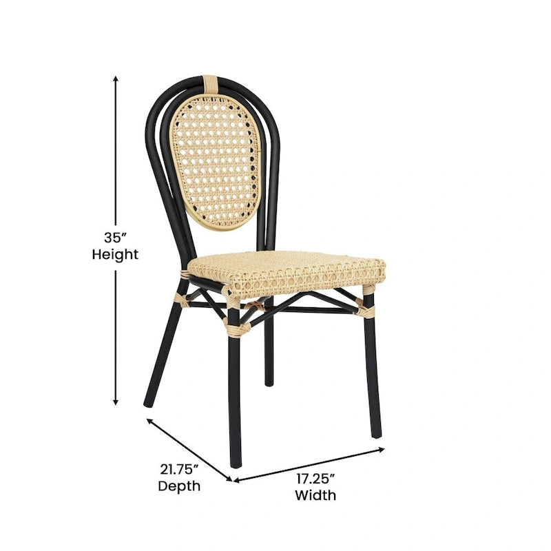 4 Pack All-Weather Commercial Paris Chairs with Metal Frames - N/A