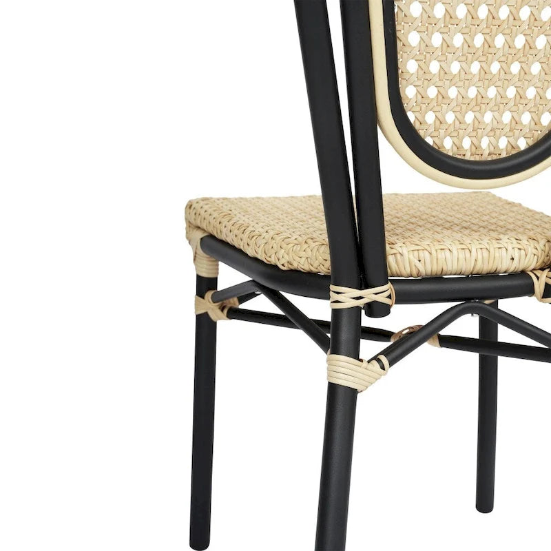 4 Pack All-Weather Commercial Paris Chairs with Metal Frames - N/A