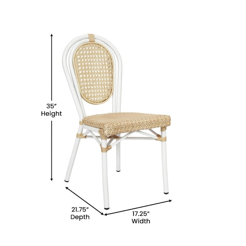 4 Pack All-Weather Commercial Paris Chairs with Metal Frames - N/A