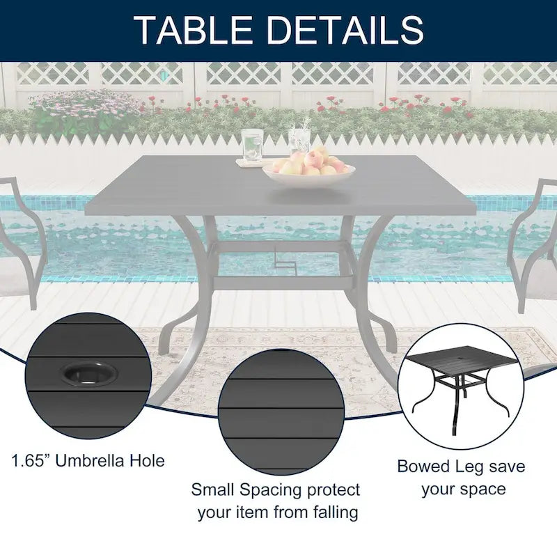 37  Patio Steel Square Dining Table