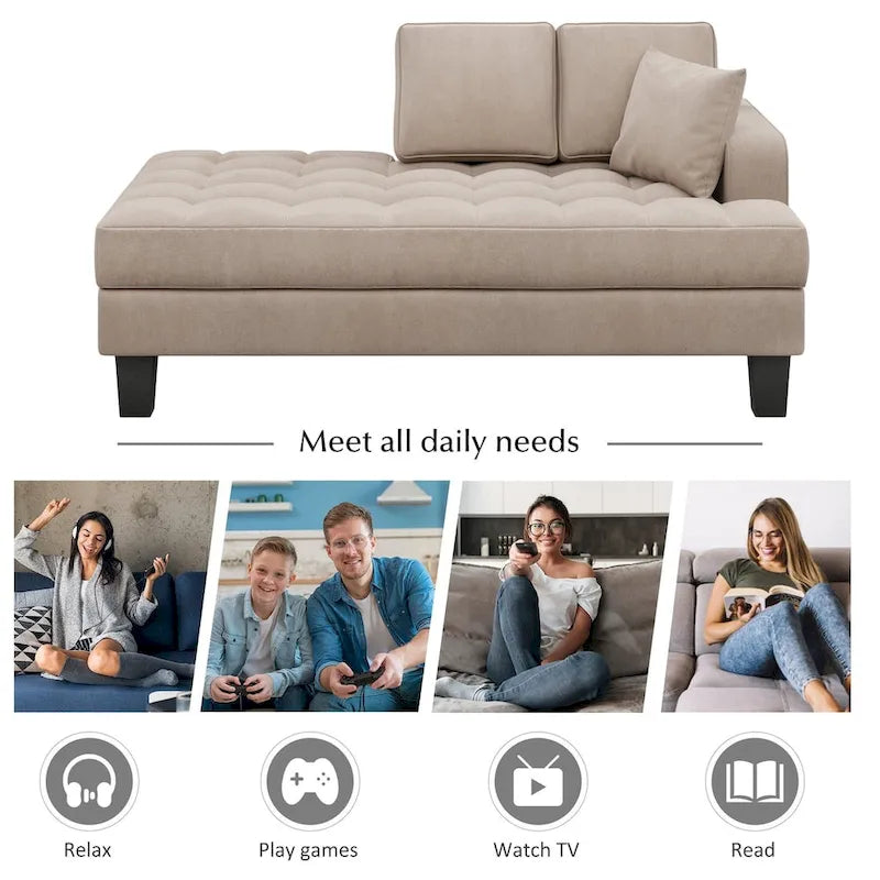 64  Fabric Chaise Lounge - 64.00  x 31.50