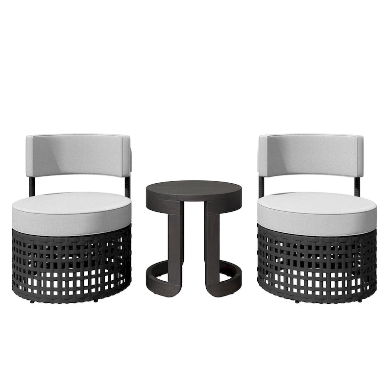 Corvus Donges 3-piece Outdoor Wicker Conversation Set