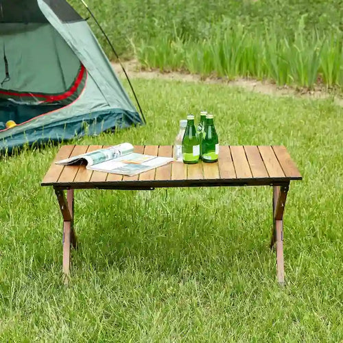 1-piece Folding Outdoor Table,Lightweight Aluminum Roll-up Rectangular Table
