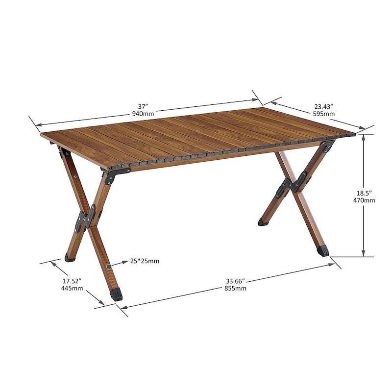 1-piece Folding Outdoor Table,Lightweight Aluminum Roll-up Rectangular Table