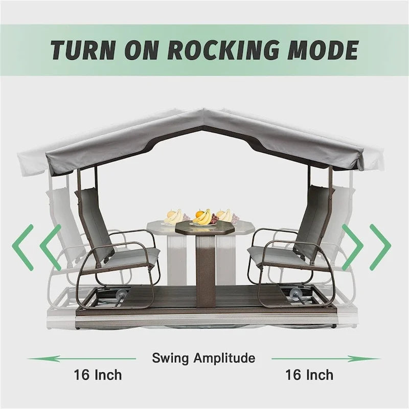 4-Seat Outdoor Aluminum Frame Glider Benches with Canopy and Netting