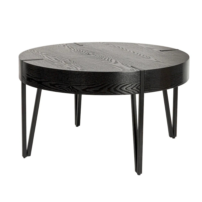 Wood Side Coffee Table with Metal Hairpin Legs