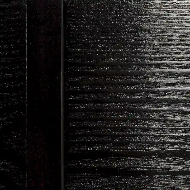 Round Wood Side Coffee Table with Metal Hairpin Legs - Black