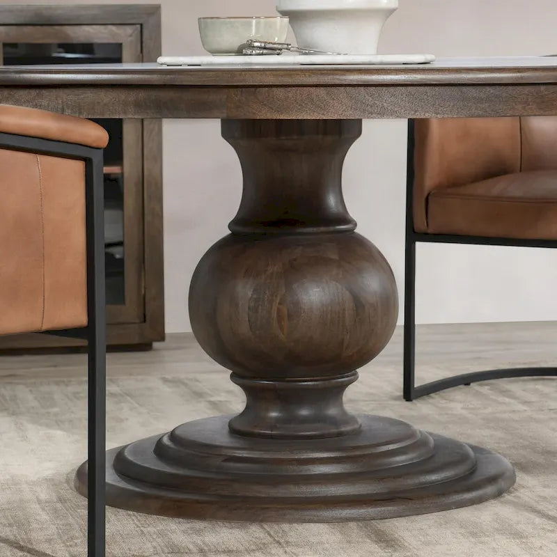 60" Round Dining Table in Cocoa Brown - Seats 6