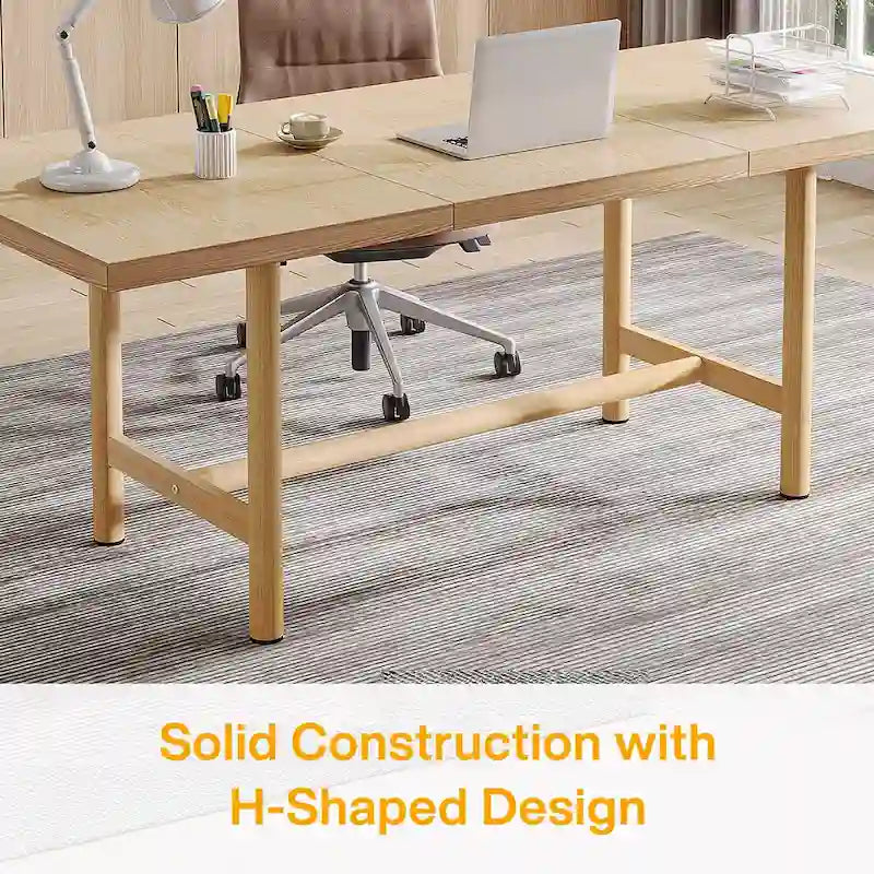 63-Inch Rectangular Conference Table for 6 People - Natural Wood