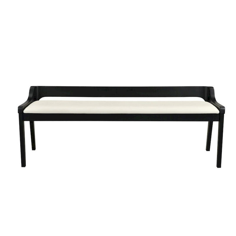 60" Dining Bench with Low Back - Black and Cream