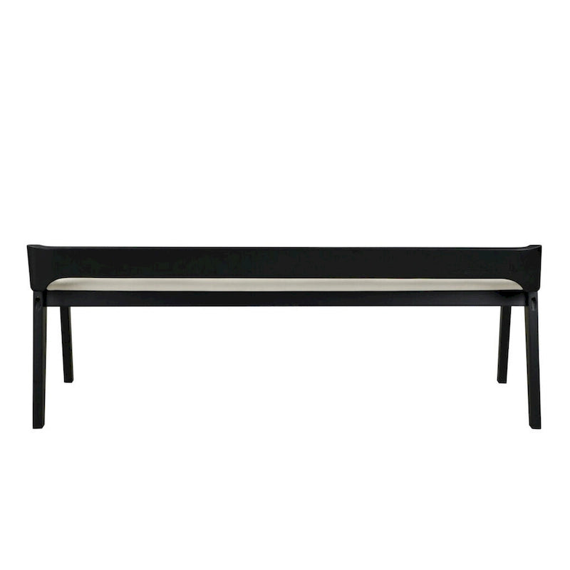 60" Dining Bench with Low Back - Black and Cream