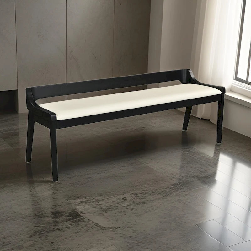60" Dining Bench with Low Back - Black and Cream