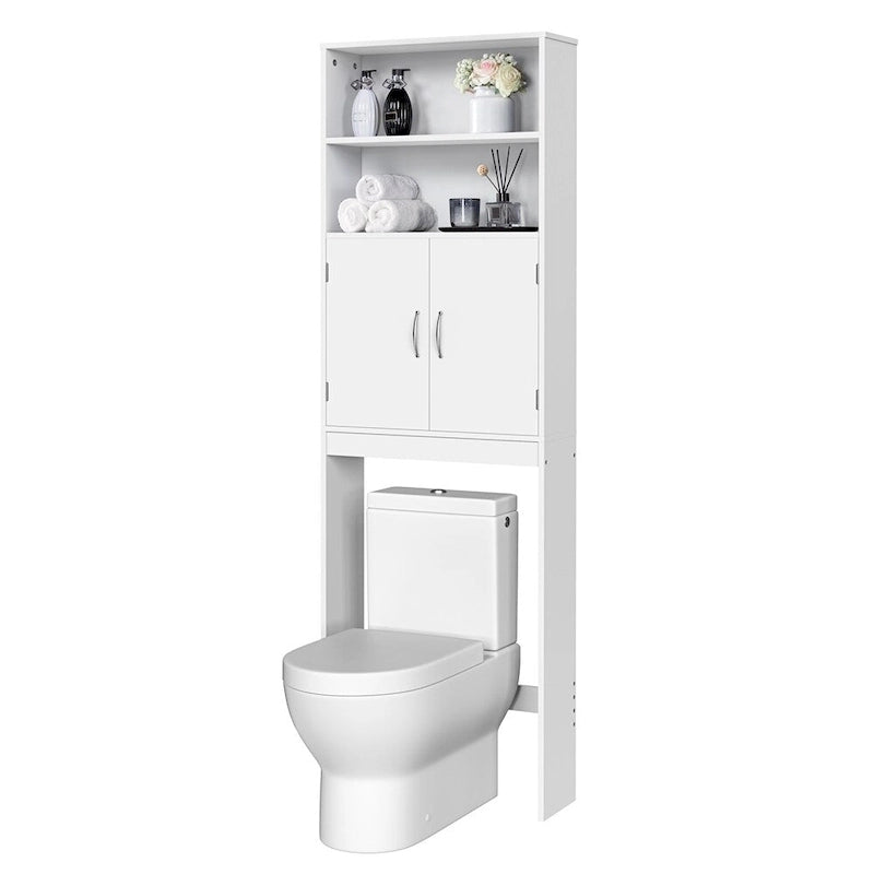 Over-the-Toilet Bathroom Organizer with 2 Shelves and Double Doors - Espresso, White, Grey, Navy Blue
