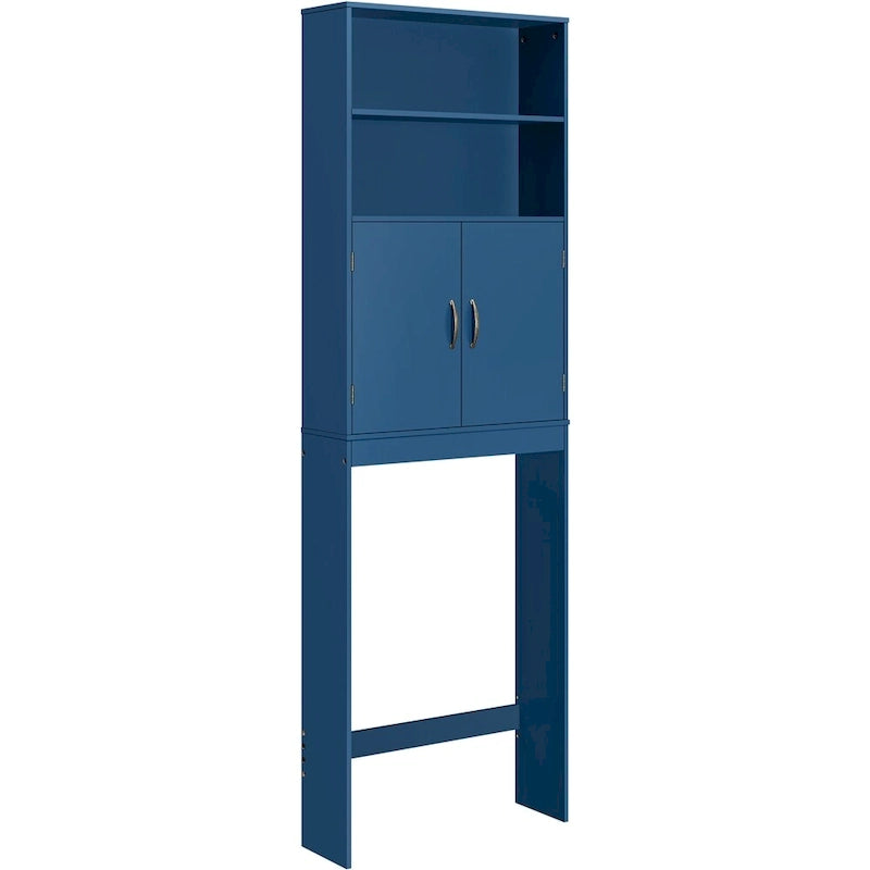 Over-the-Toilet Bathroom Organizer with 2 Shelves and Double Doors - Espresso, White, Grey, Navy Blue