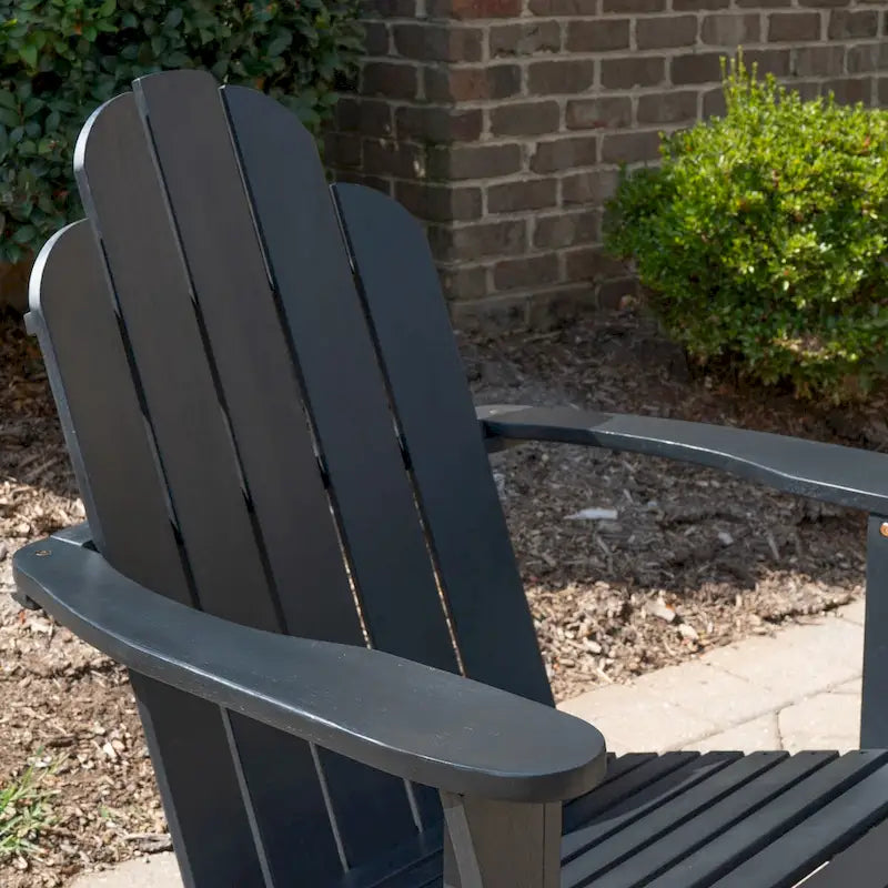 Gavil Black Acacia Wood 2-Piece Adirondack Chair and Table Set