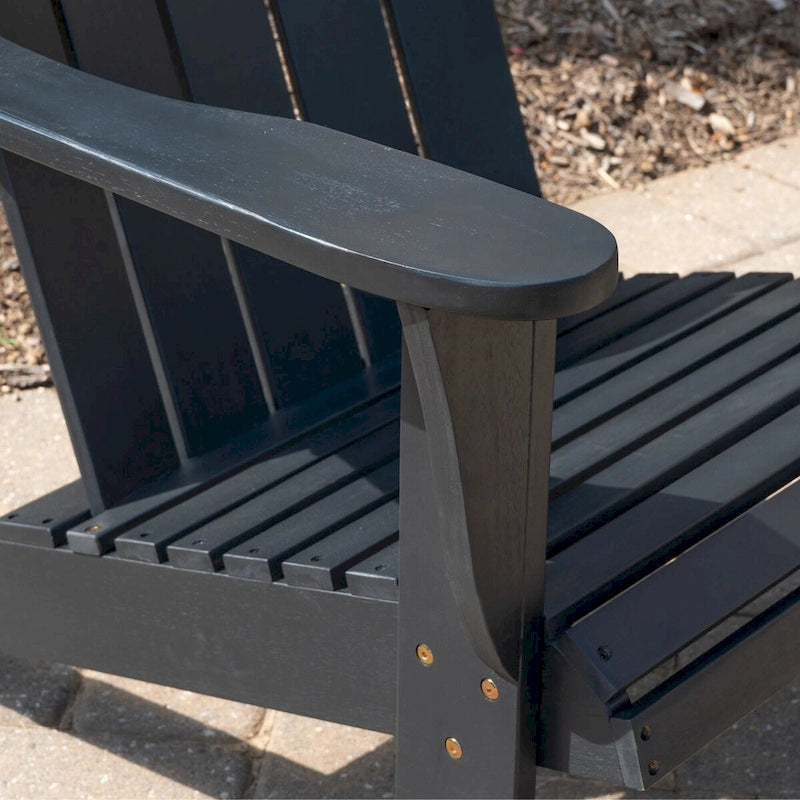 Gavil Black Acacia Wood 2-Piece Adirondack Chair and Table Set
