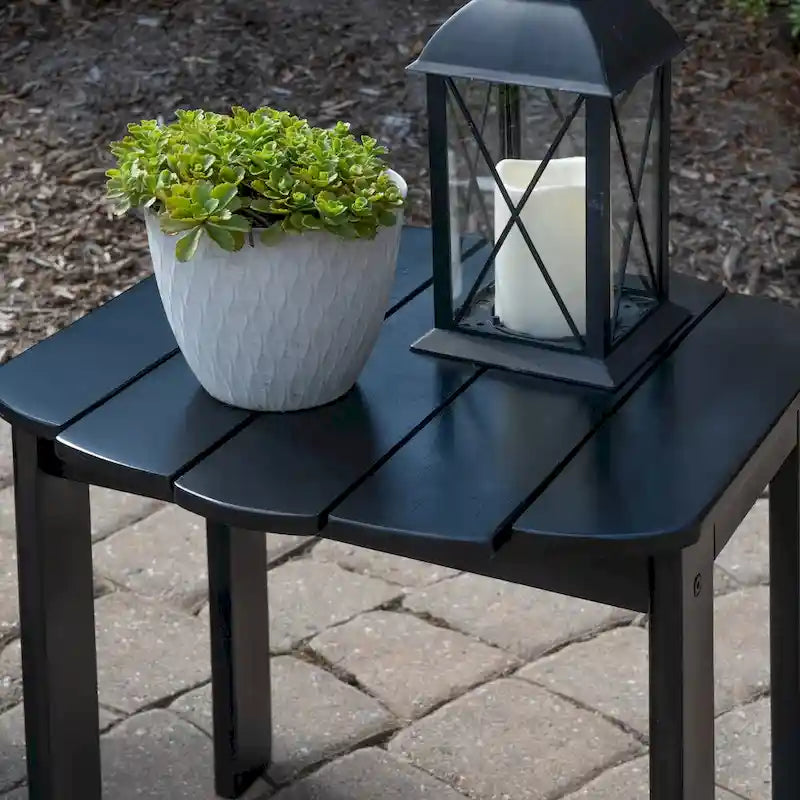 Gavil Black Acacia Wood 2-Piece Adirondack Chair and Table Set