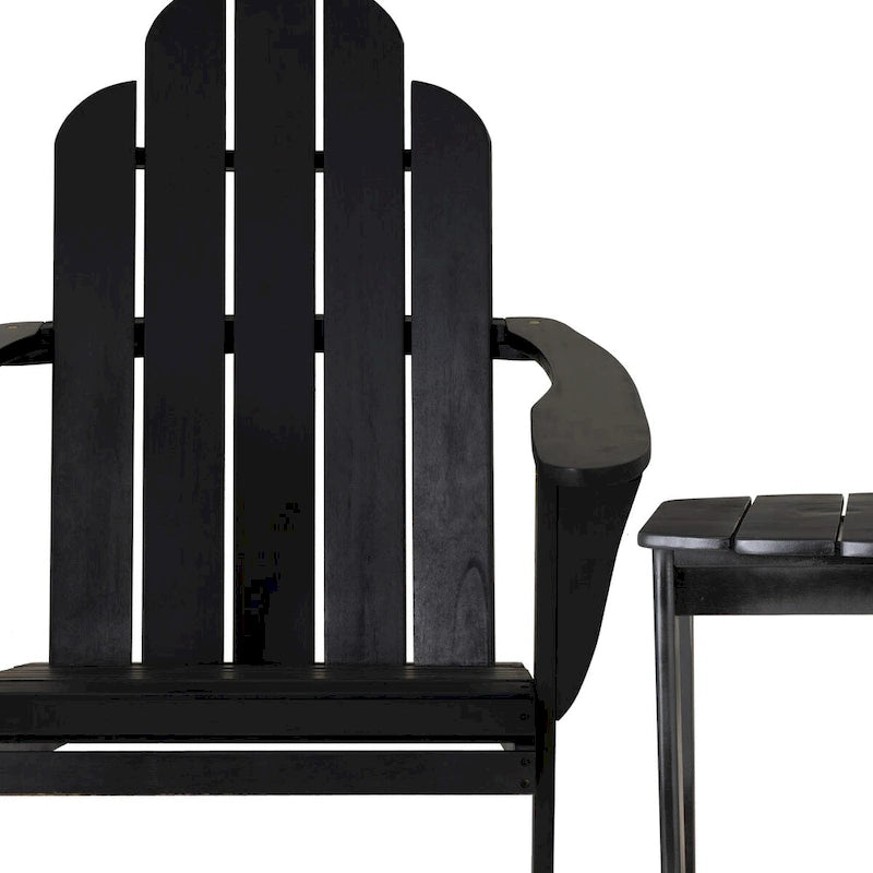 Gavil Black Acacia Wood 2-Piece Adirondack Chair and Table Set